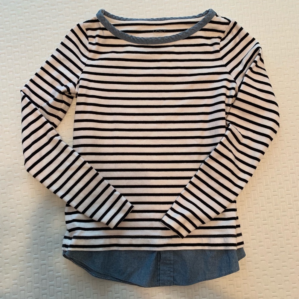 Bundle 3/15 Loft boatneck striped shirt with chambray